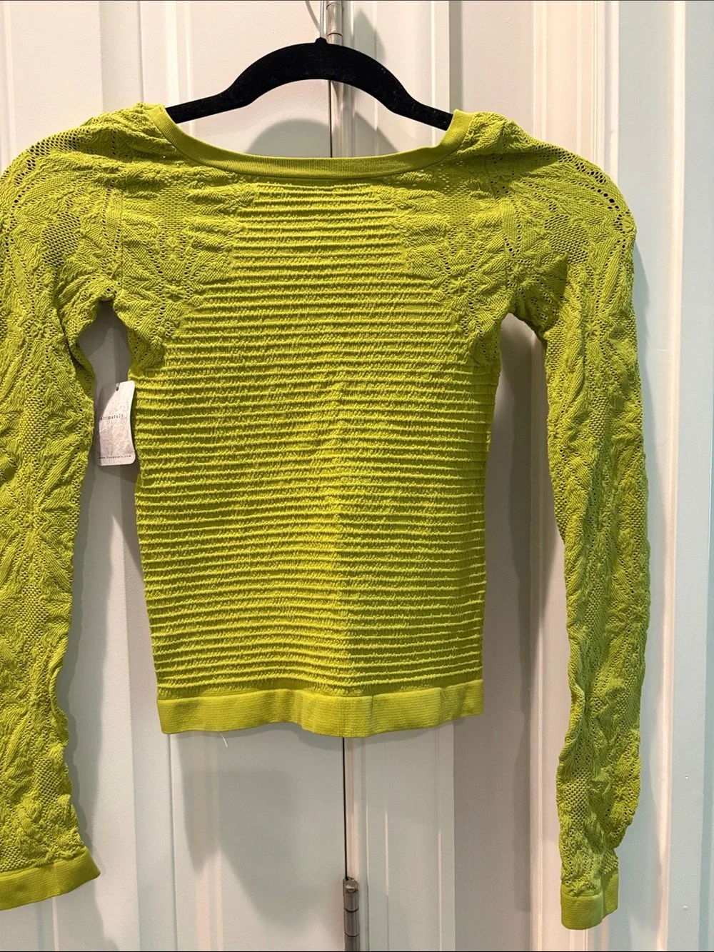 Free People Lime Green Long Sleeve Knit Top